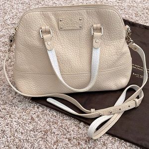 Kate Spade Distressed Leather Ivory Bowler Bag